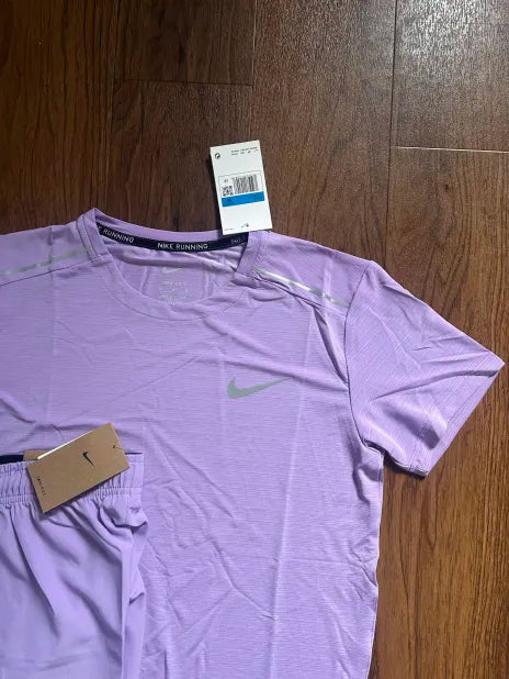 NIKE MILER T-SHIRT & MILER SHORT SET - LAVENDER
