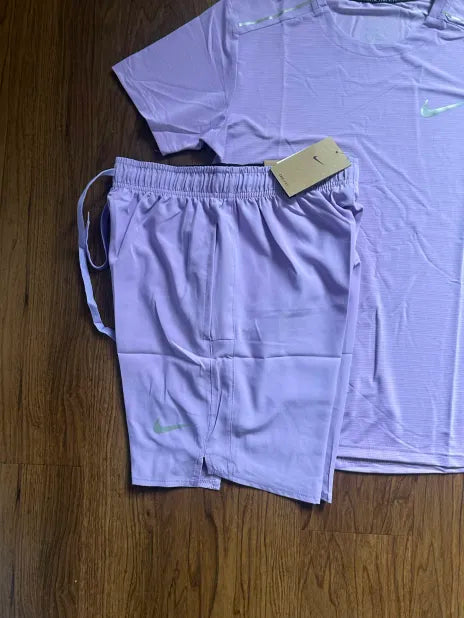 NIKE MILER T-SHIRT & MILER SHORT SET - LAVENDER