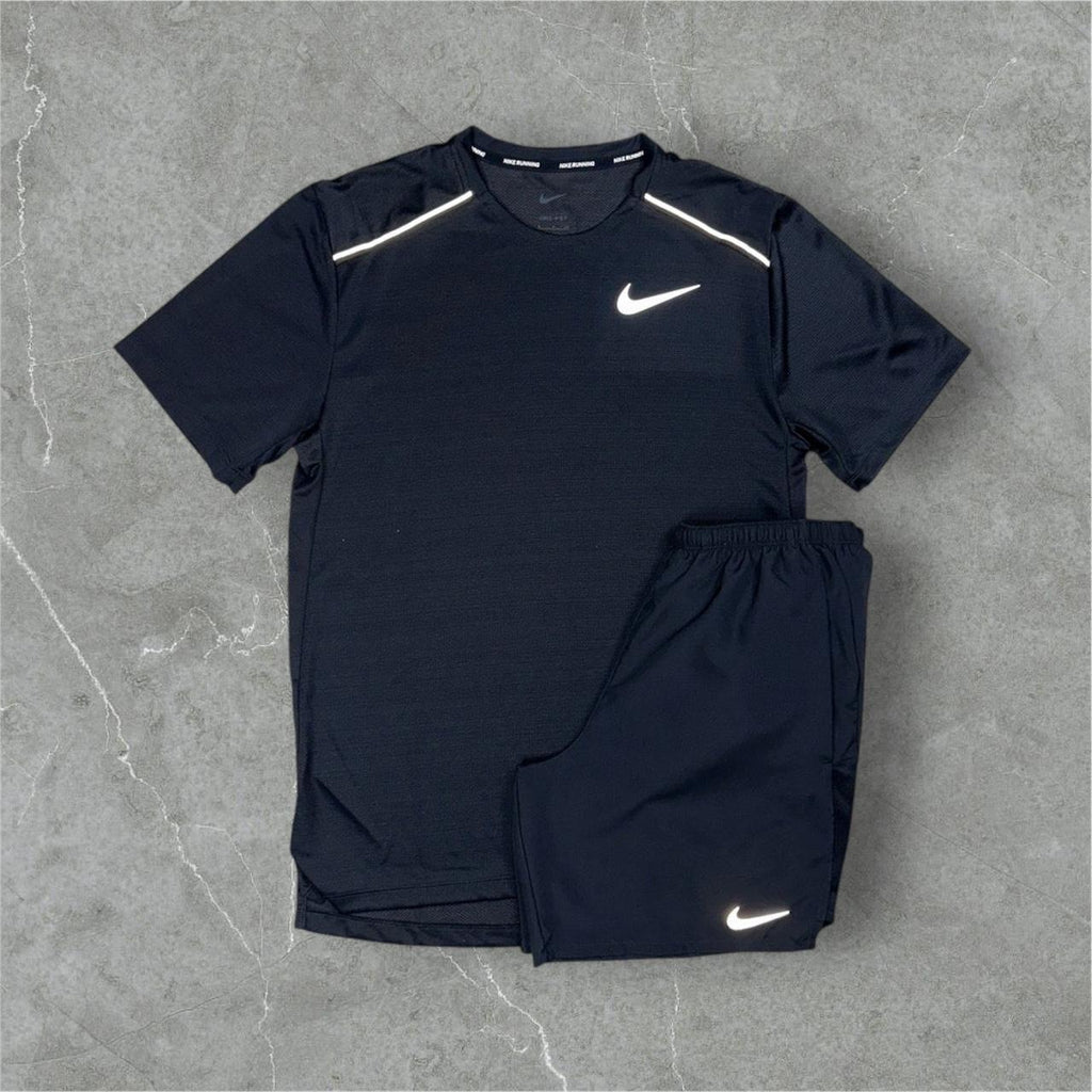 NIKE MILER T-SHIRT & MILER SHORT SET - BLACK