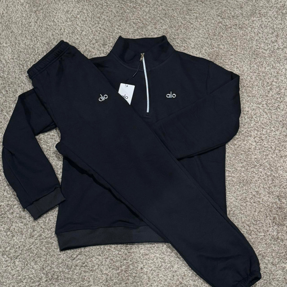 ALO Quarter Zip Tracksuit Black
