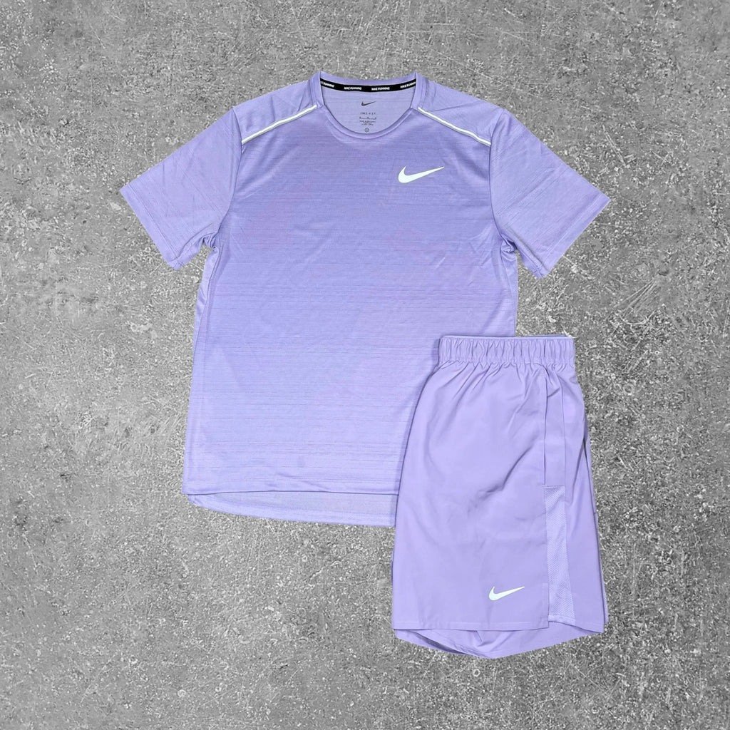 NIKE MILER T-SHIRT & MILER SHORT SET - LAVENDER