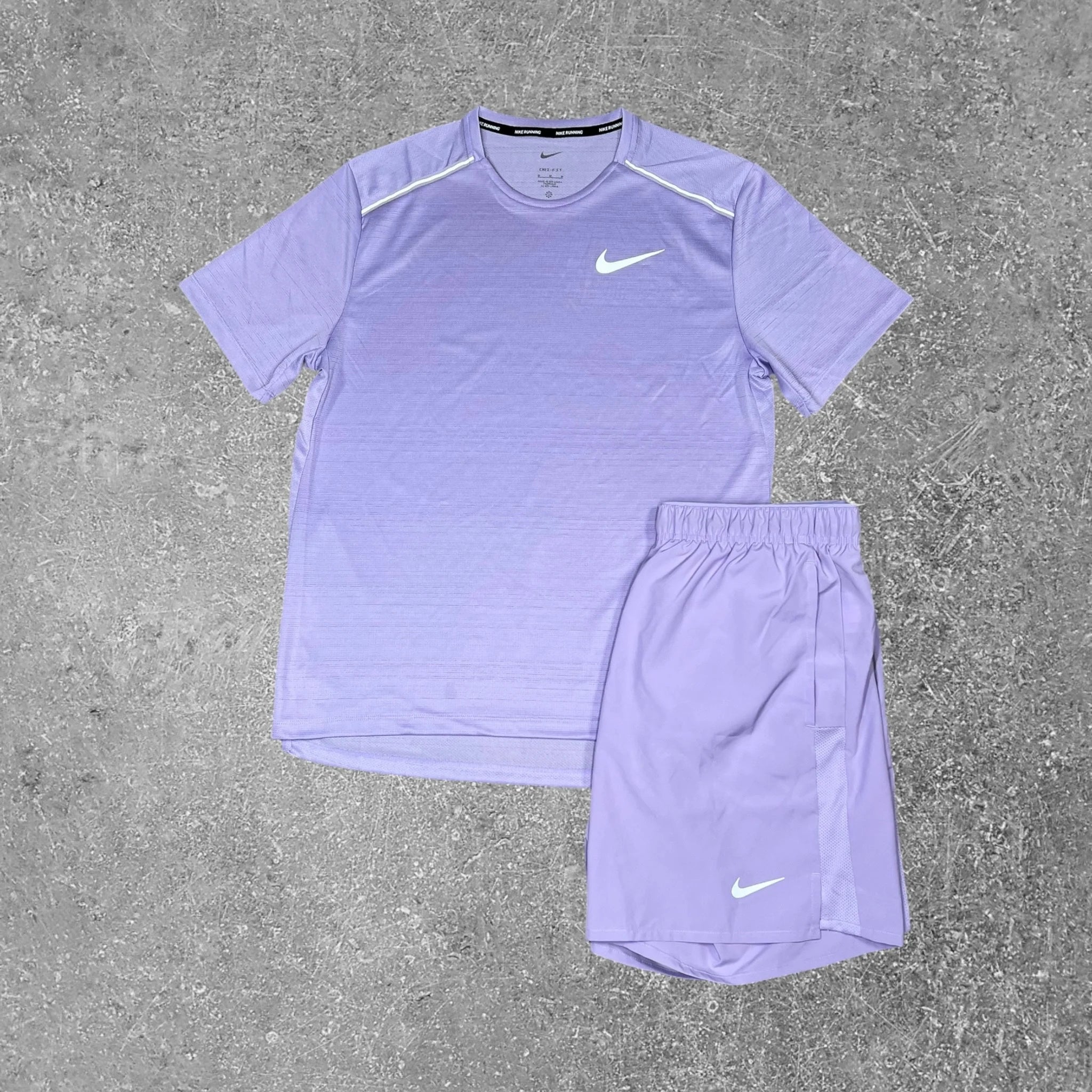NIKE MILER T-SHIRT & MILER SHORT SET - LAVENDER