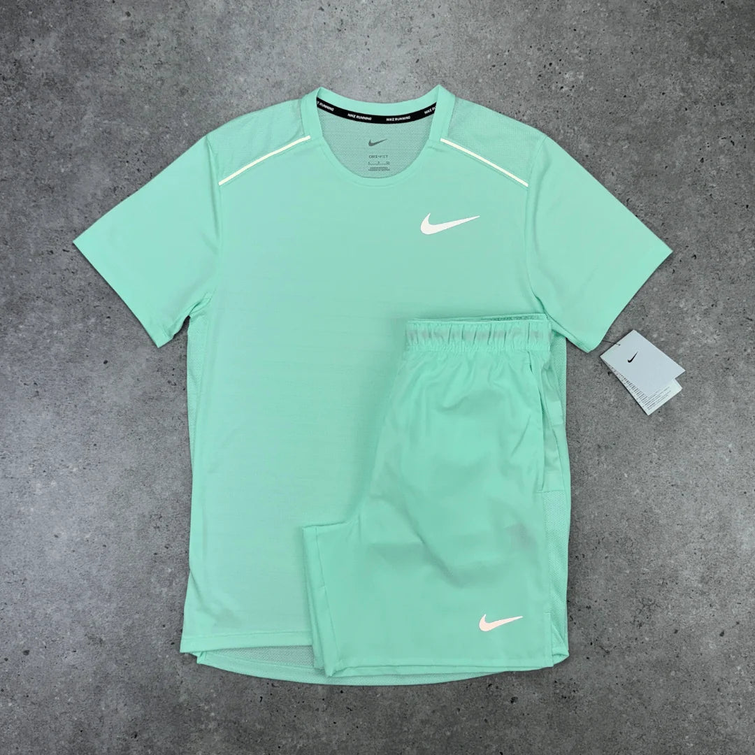 NIKE MILER T-SHIRT & MILER SHORT SET - MINT